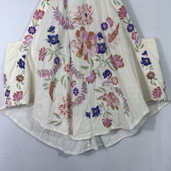 Free People Emily Ivory Floral Print Halter Tie-Back Tank Top Size L Boho Preppy - Picture 6 of 15